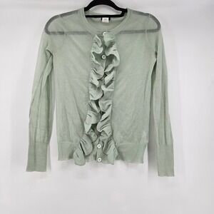 J.Crew Sheer Ruffle Coquette Cardigan Layering Dainty Soft Girl Small Office